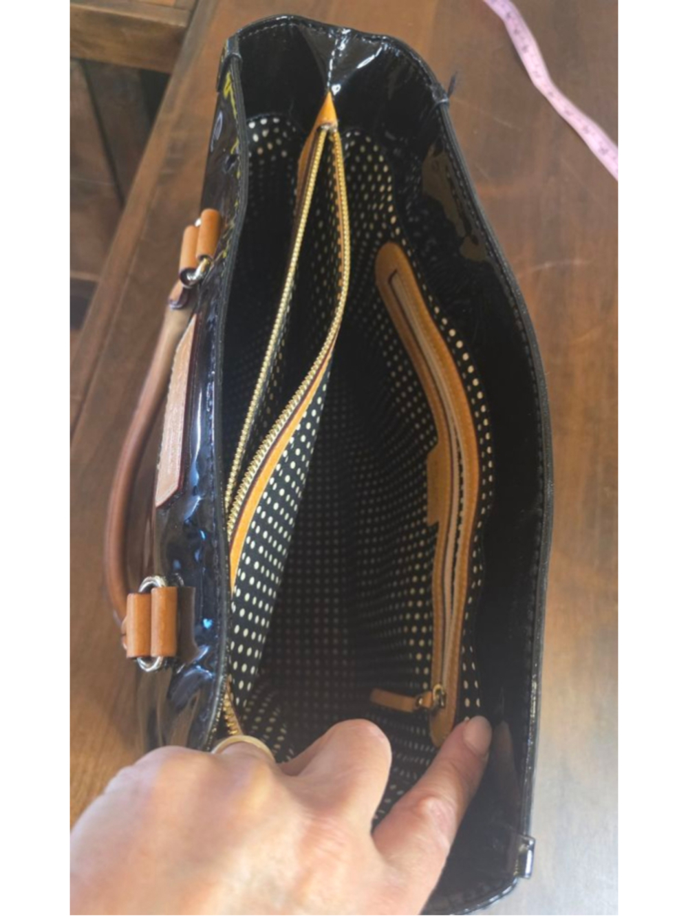 Women's Kate Spade Black Patent Leather Tote Bag & Wallet Set, One Size - Picture 10 of 16